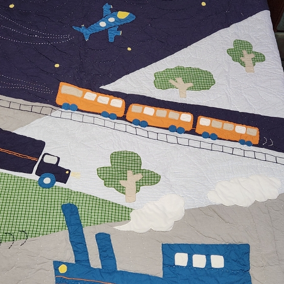 Pottery Barn Kids Brody Quilt & Standard Sham (Transportation) Size Full/Queen - Picture 8 of 15